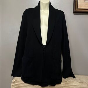 Anthropologie HWR Owen Black Blazer Cardigan soft wool blend size small